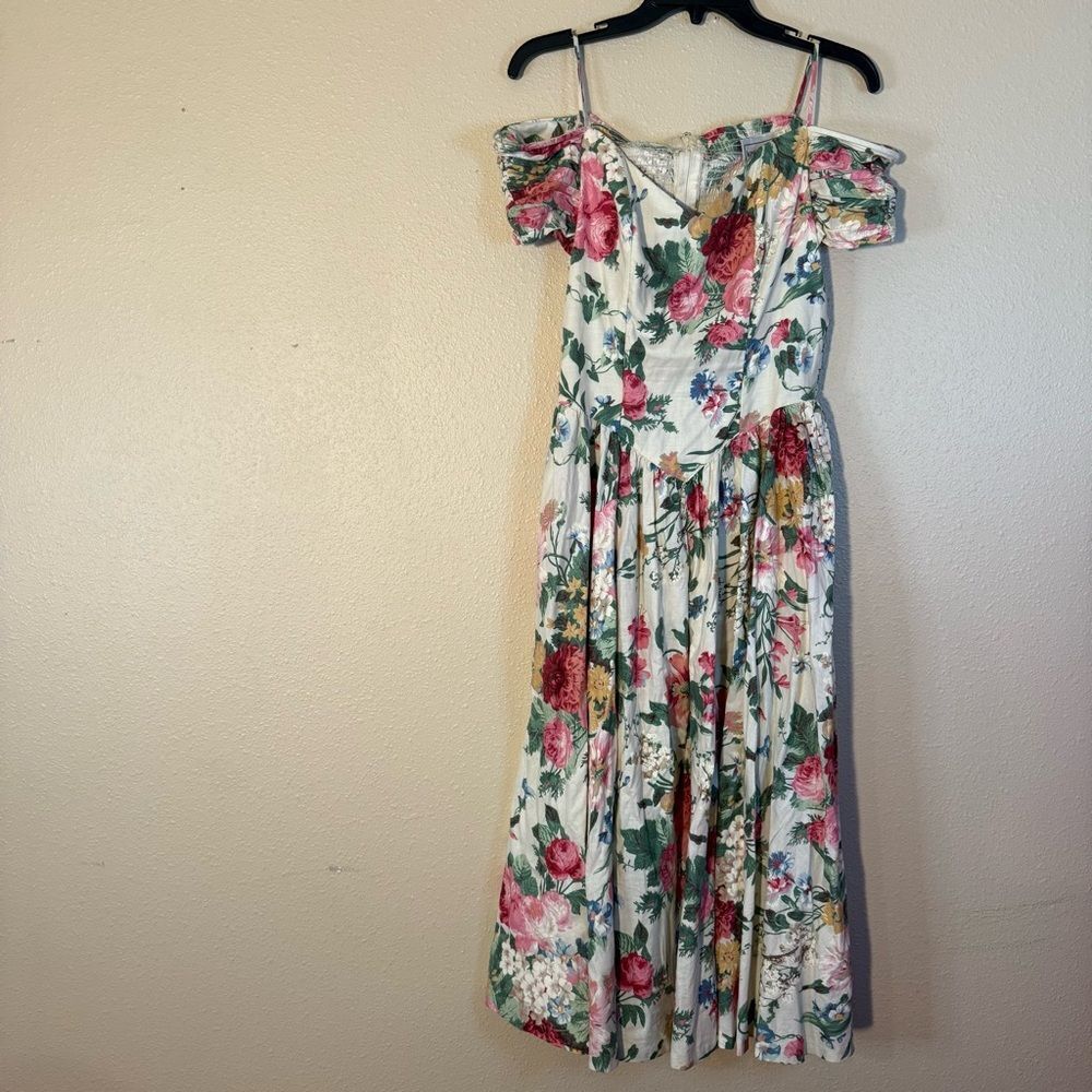 VTG Karin Stevens Floral Off-Shoulder Midi Dress 8